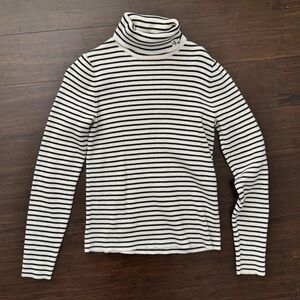 Lauren Ralph Lauren 100% Cotton Ivory And Black Turtleneck Sweater Vintage